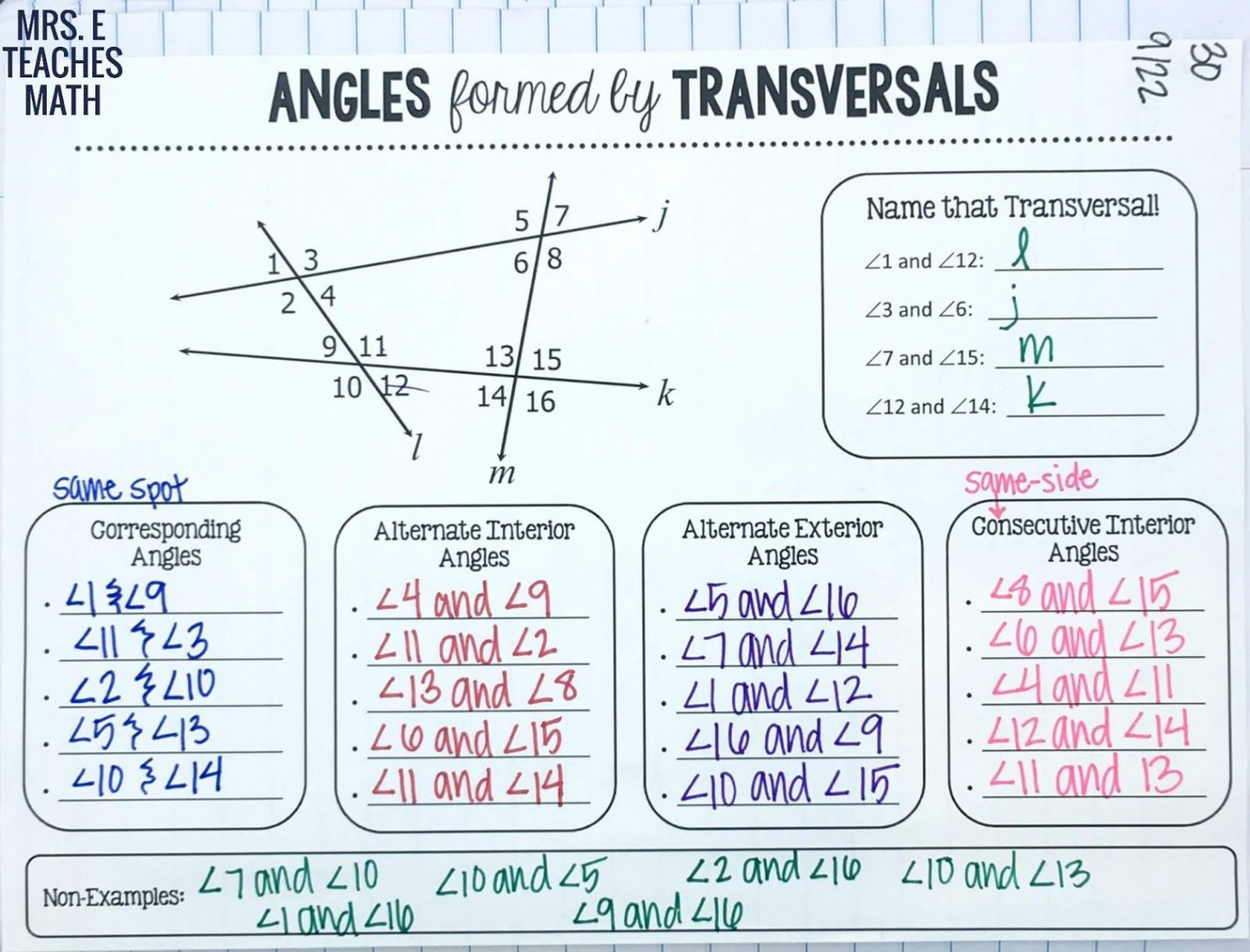 Parallel Lines INB Pages  Printable math worksheets, Math