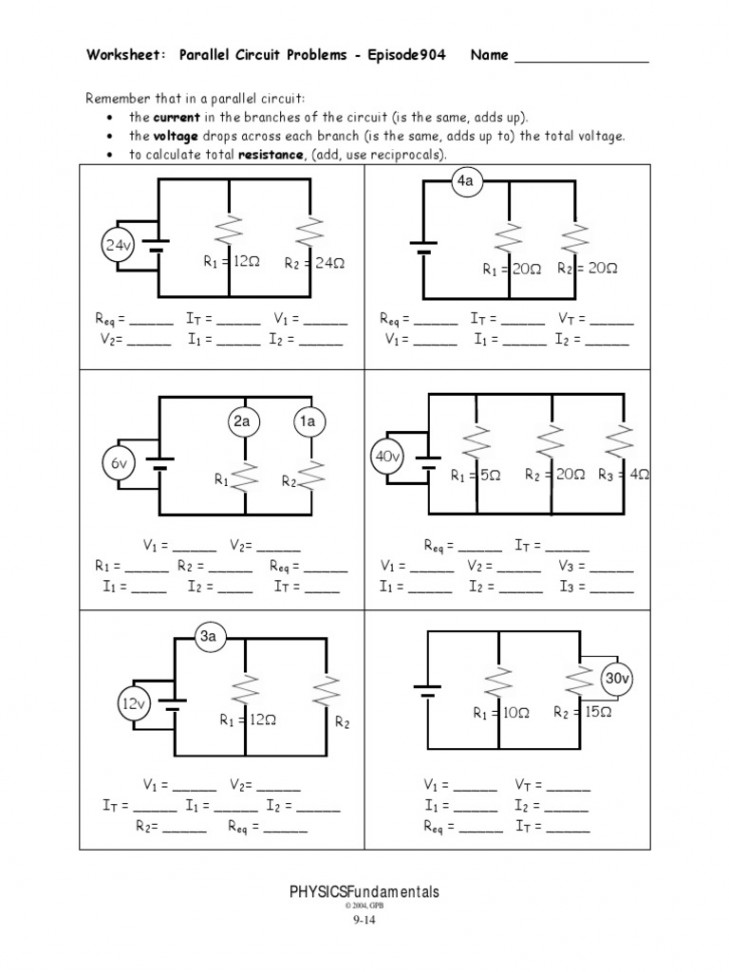 parallelCircuitWkst PDF  PDF  Series And Parallel Circuits