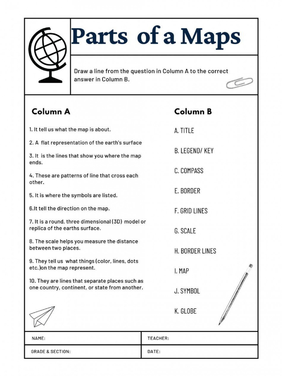 Parts Of A Map  Live Worksheets