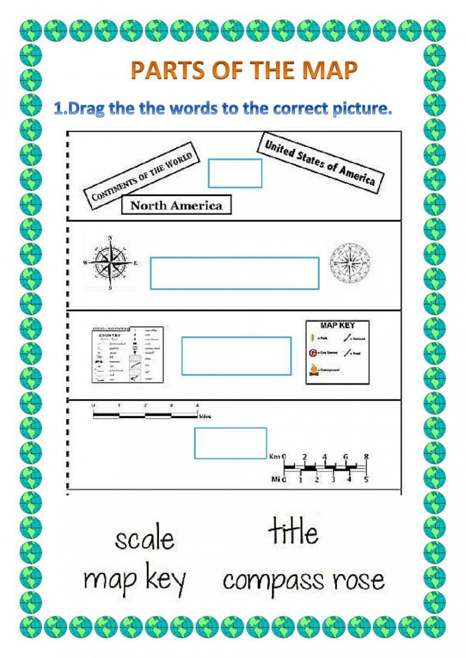 Parts ofthe map worksheet  Live Worksheets