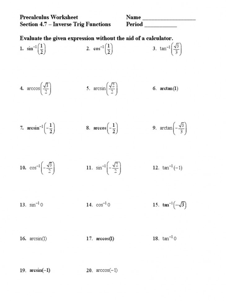 PC   Worksheet  PDF  Sine  Geometric Measurement