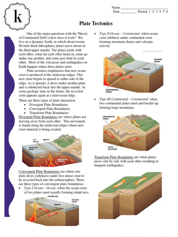 PDF - Plate Tectonics Worksheet  PDF  Plate Tectonics  Crust