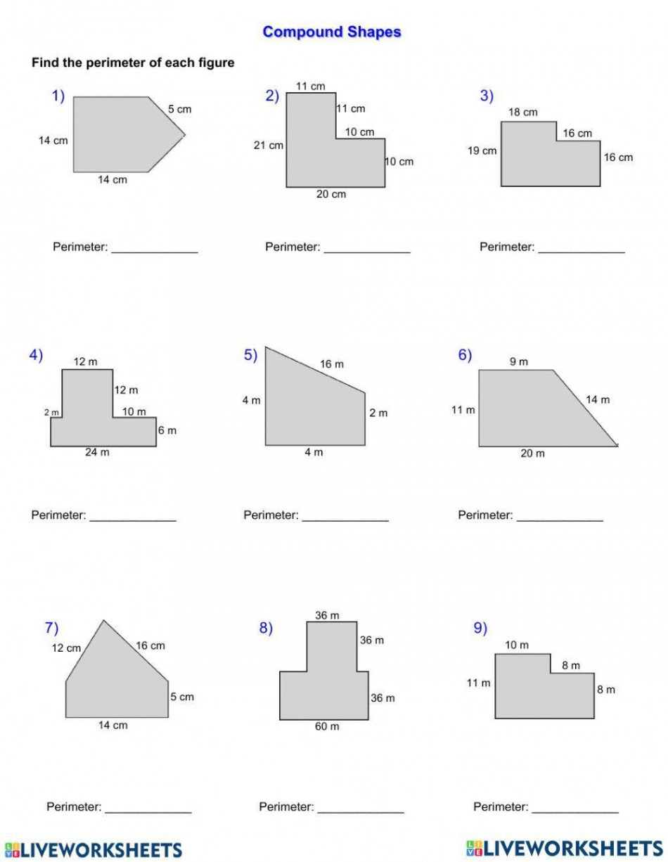 Perimeters of Composite Shapes worksheet  Live Worksheets