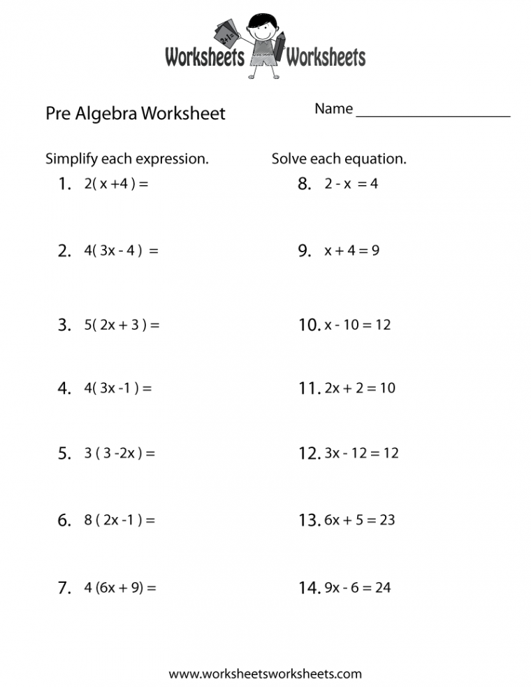 Pre-Algebra Math Worksheets  Pre algebra worksheets, Algebra