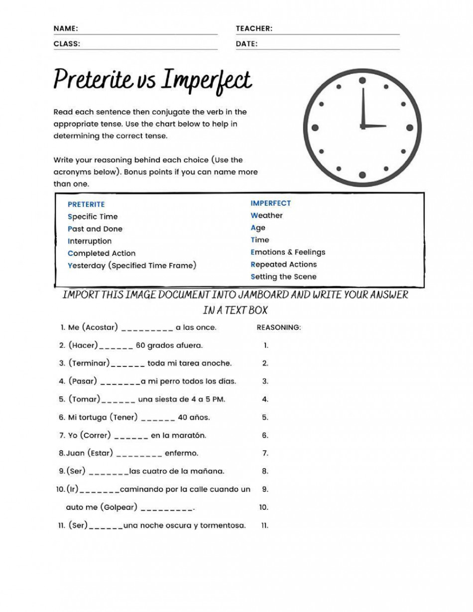 Preterite Vs Imperfect worksheet  Live Worksheets