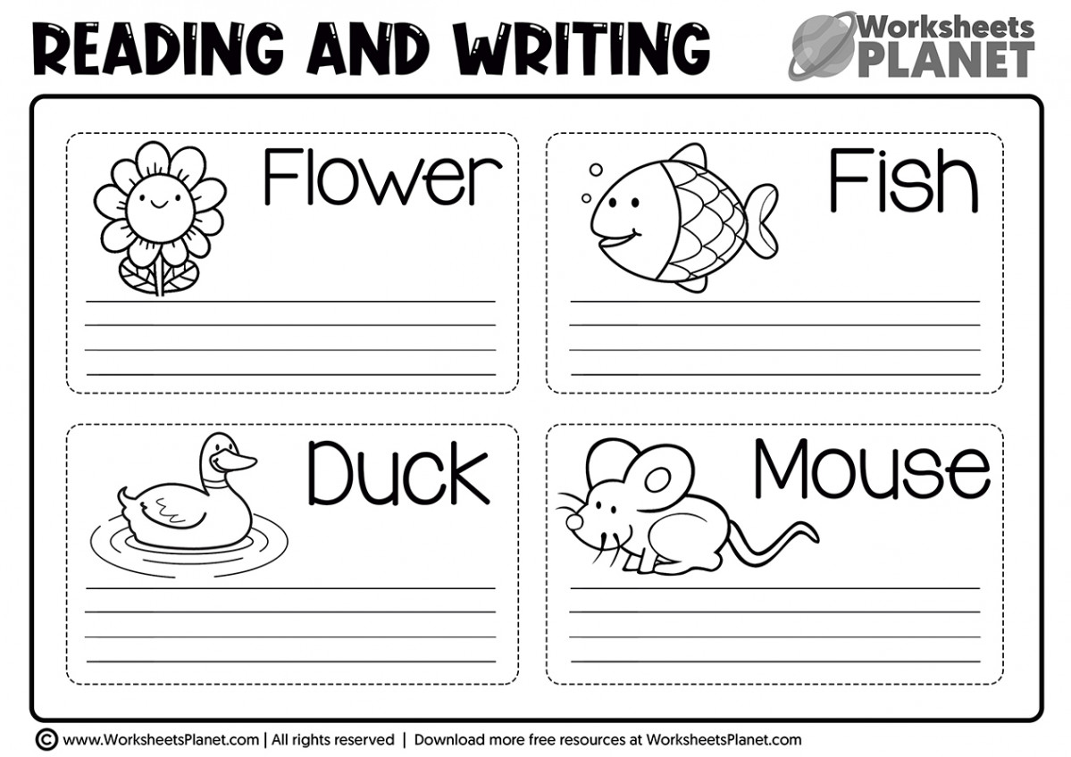 Printable Writing Kindergarten Worksheets