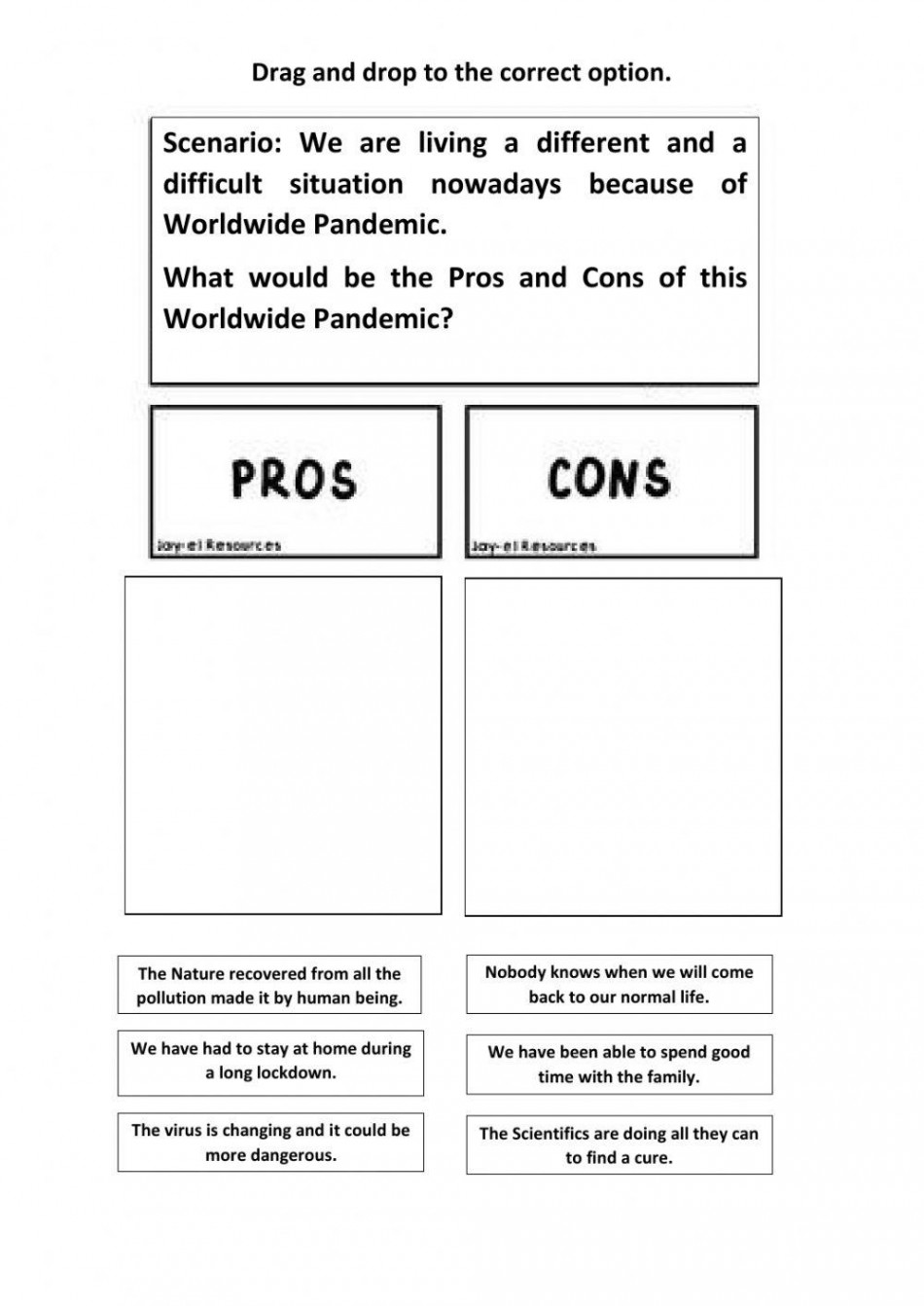 Pros and Cons  worksheet  Live Worksheets