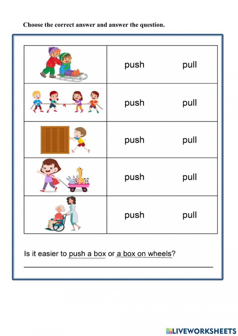 Push and Pull online worksheet for Grade