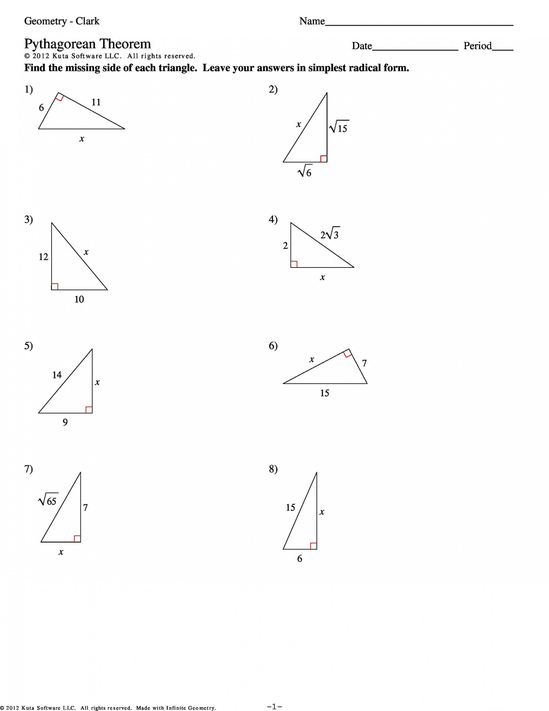 Pythagorean Theorem Worksheet with Answers [Word + PDF]