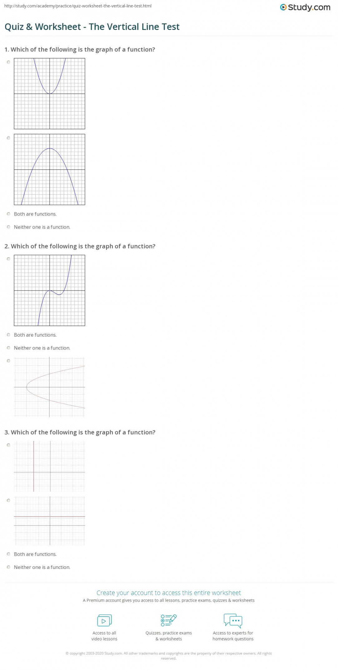 Quiz & Worksheet - The Vertical Line Test  Study