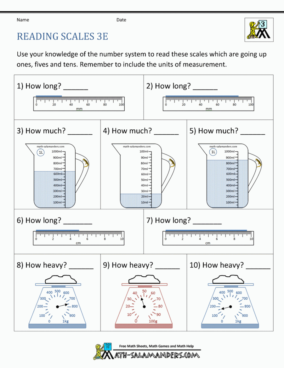 rd Grade Measurement Worksheets