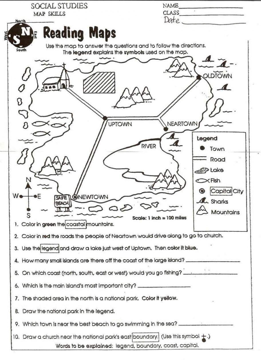 + Reading A Map Key Worksheet  Map skills worksheets, Map