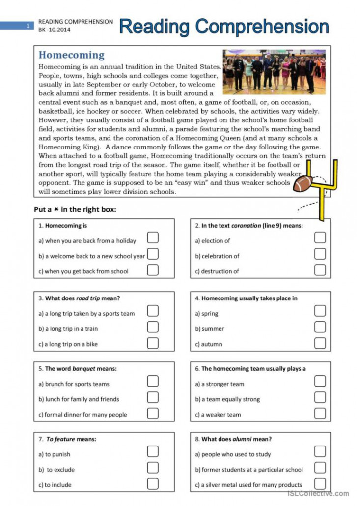 Reading Comprehension # reading for: English ESL worksheets pdf