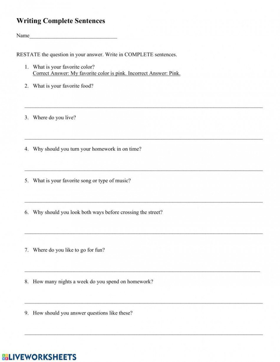 Restate Questions interactive worksheet  Live Worksheets