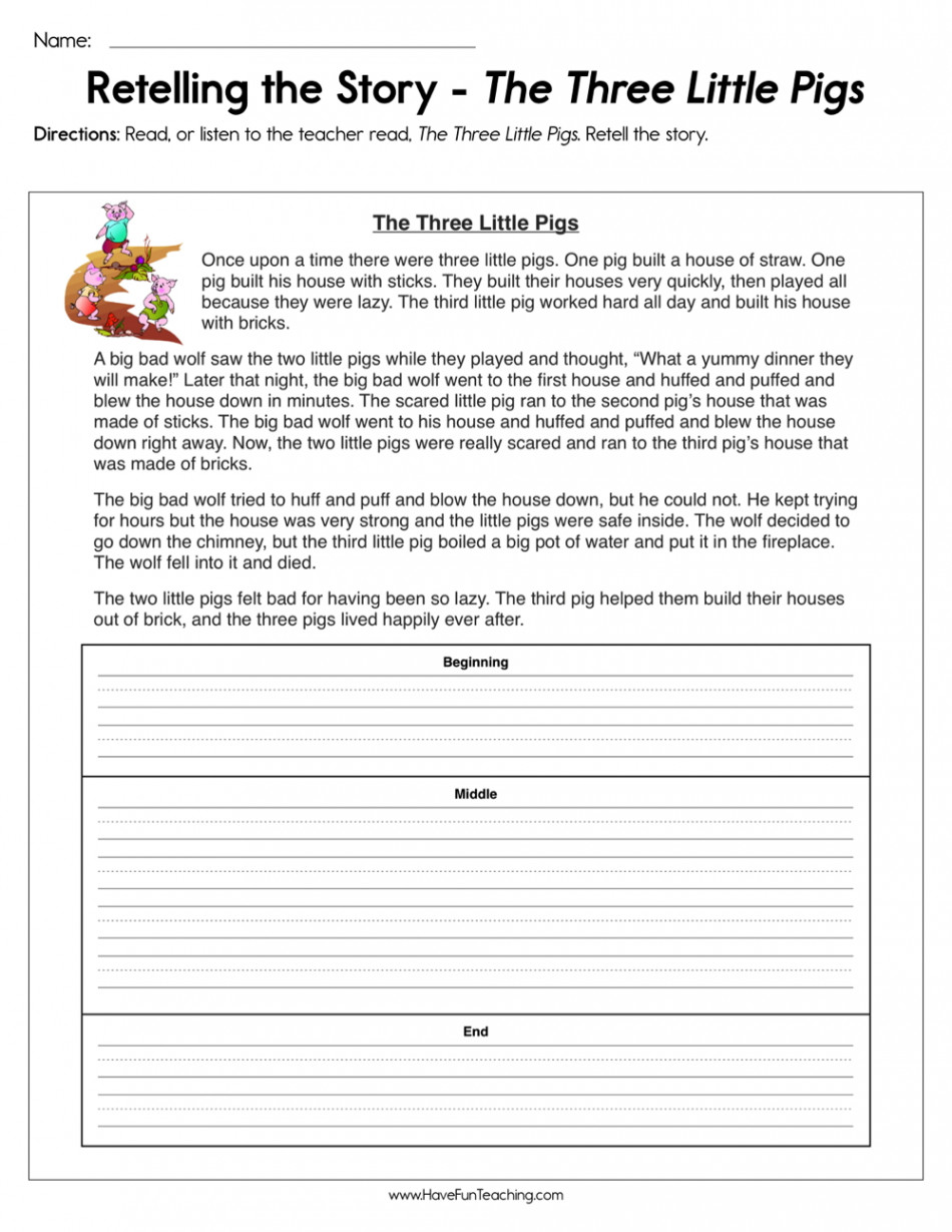 Retelling the Story The Three Little Pigs Worksheet - Have Fun Teaching