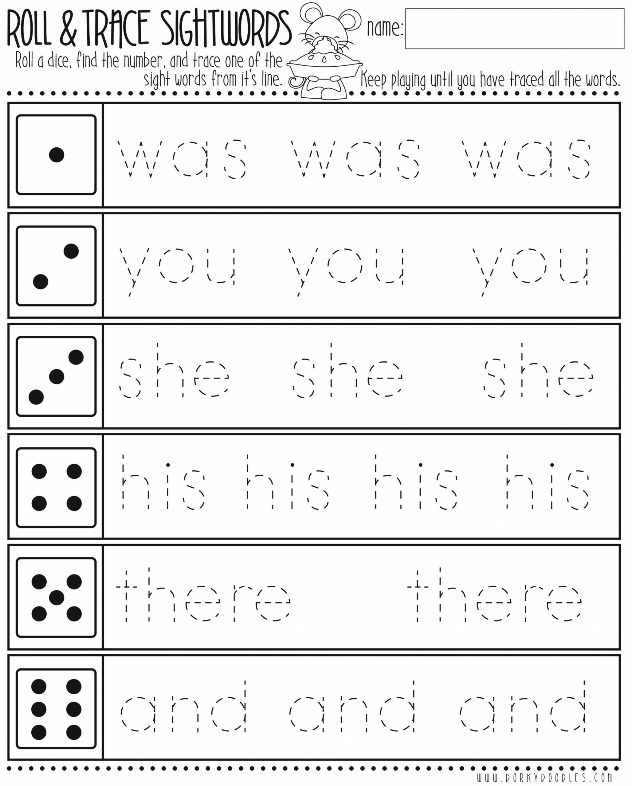 Roll and Trace Sight Words with Thanksgiving Mouse  Kindergarten