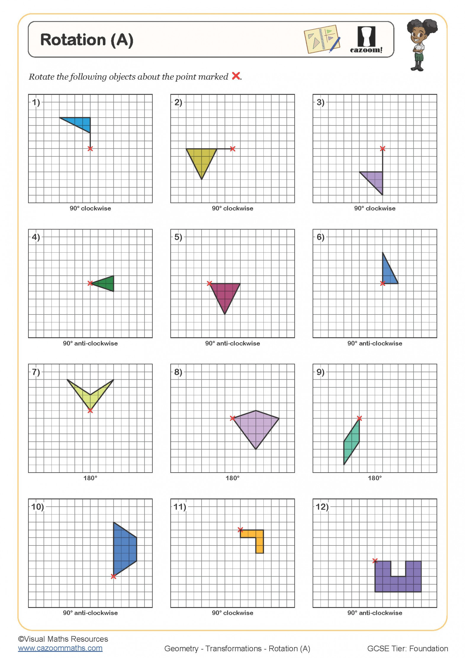 Rotation (A) Worksheet  Fun and Engaging PDF Worksheets