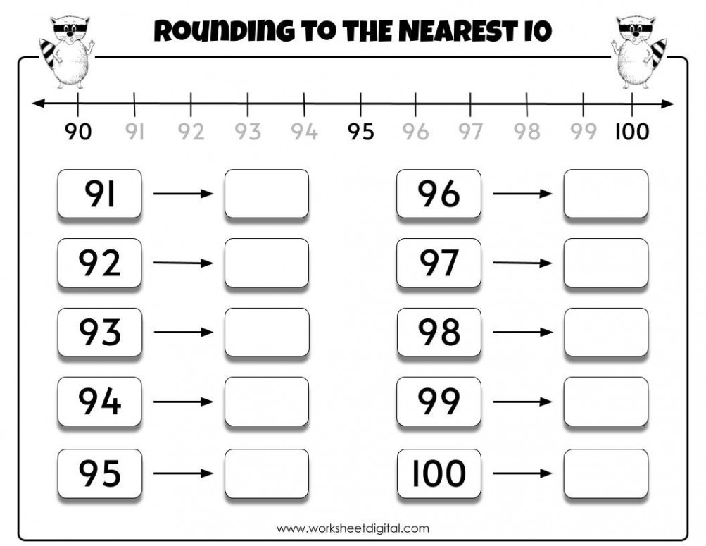 Rounding to the Nearest , Printable Math Worksheet for Primary