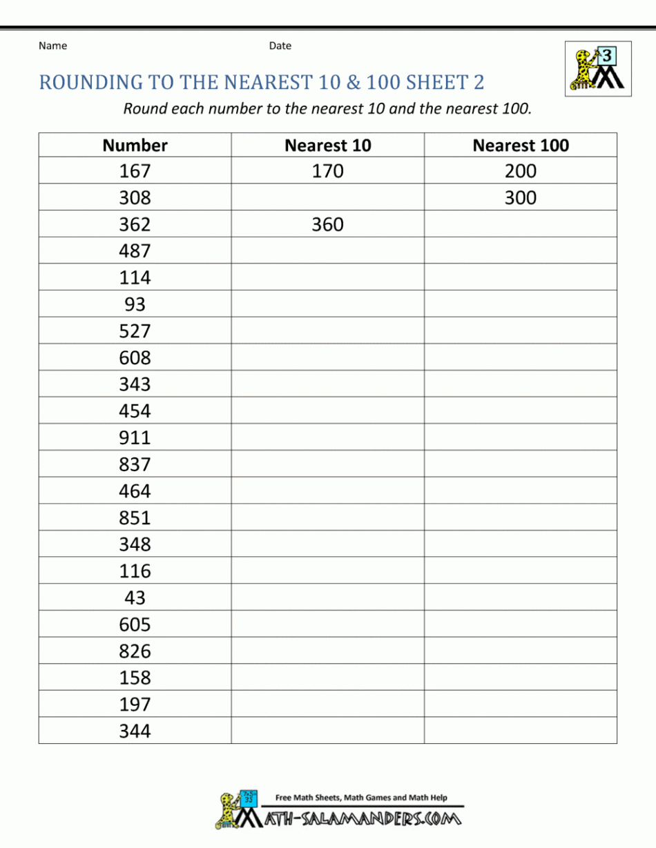 Rounding to the nearest  Worksheets