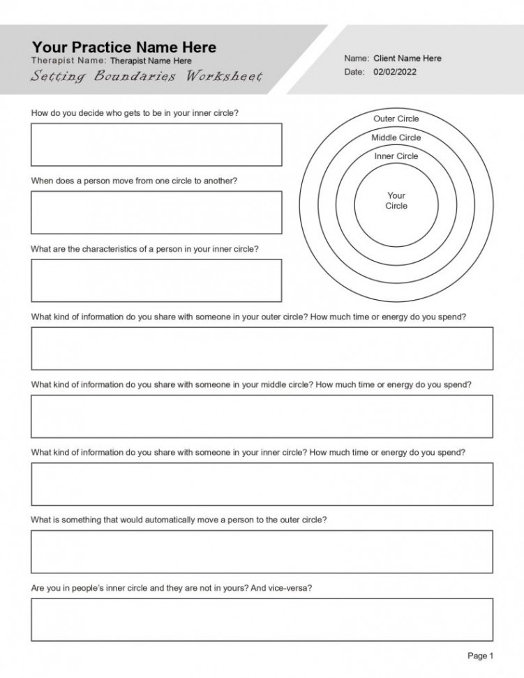 Setting Boundaries Worksheets Editable Fillable Printable PDF