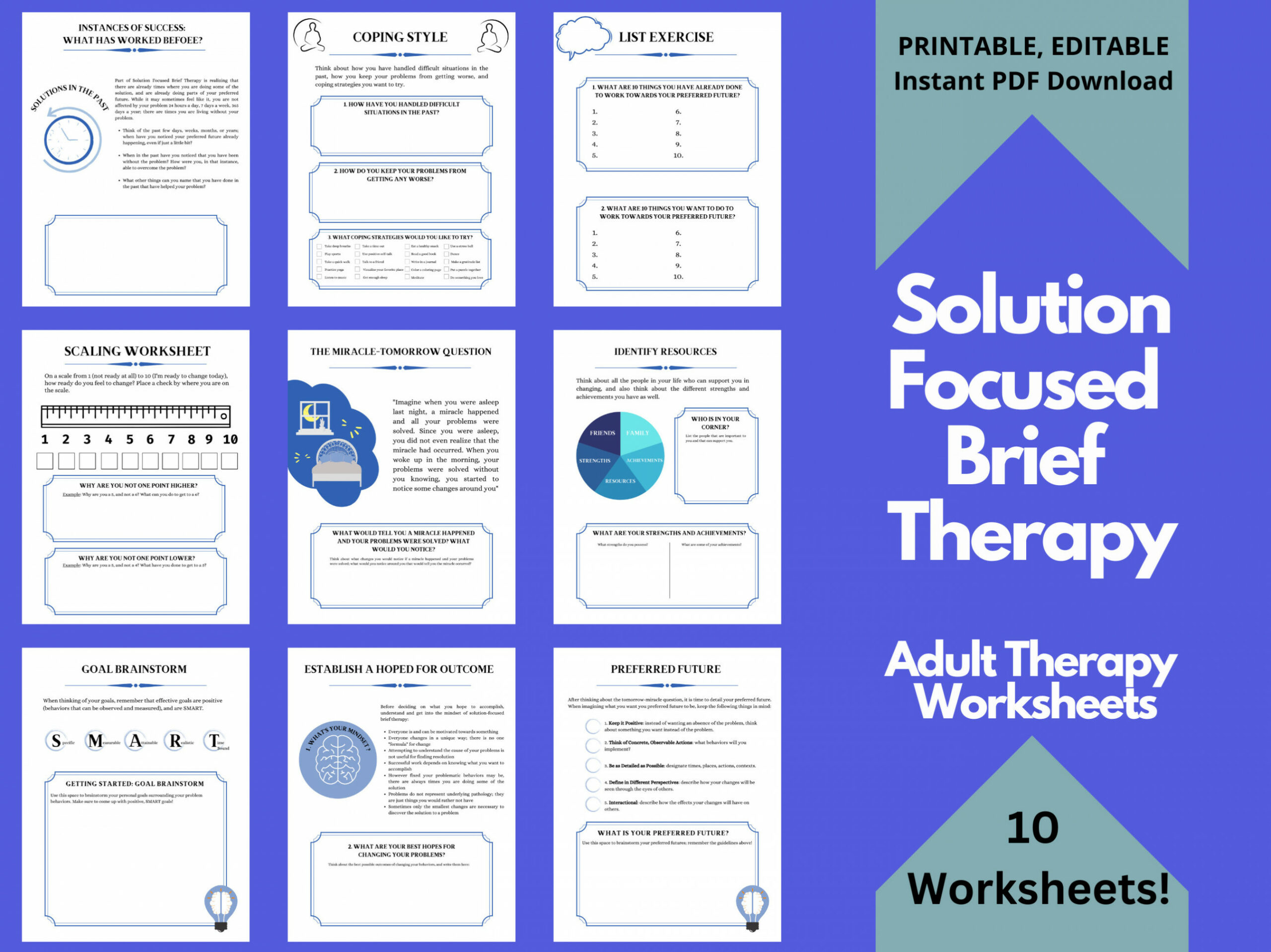 SFBT Worksheets Solution Focused Brief Therapy Worksheets Therapy