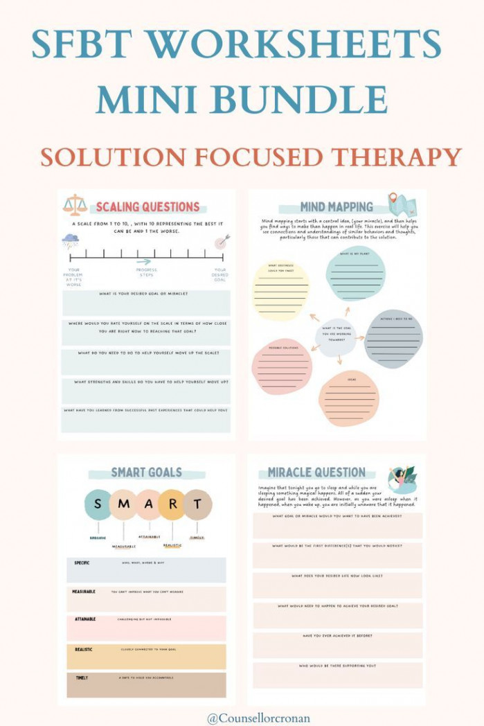 SFBT worksheets, therapy worksheets, school counselling resources