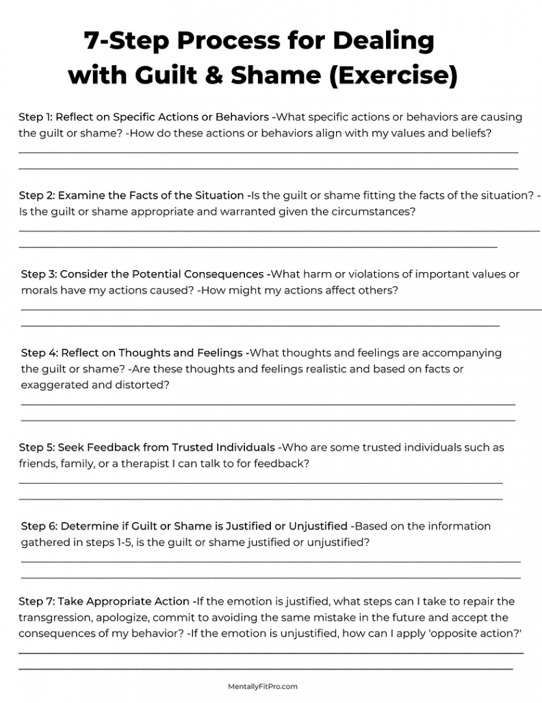 Shame & Guilt Worksheet - How to Know When It