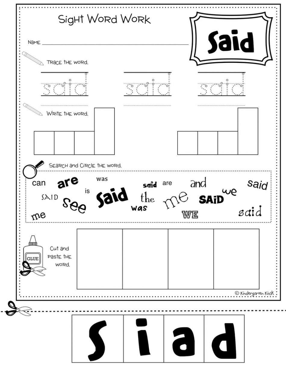 Sight Word NO-PREP Multi-Task Worksheets — Kindergarten Kiosk