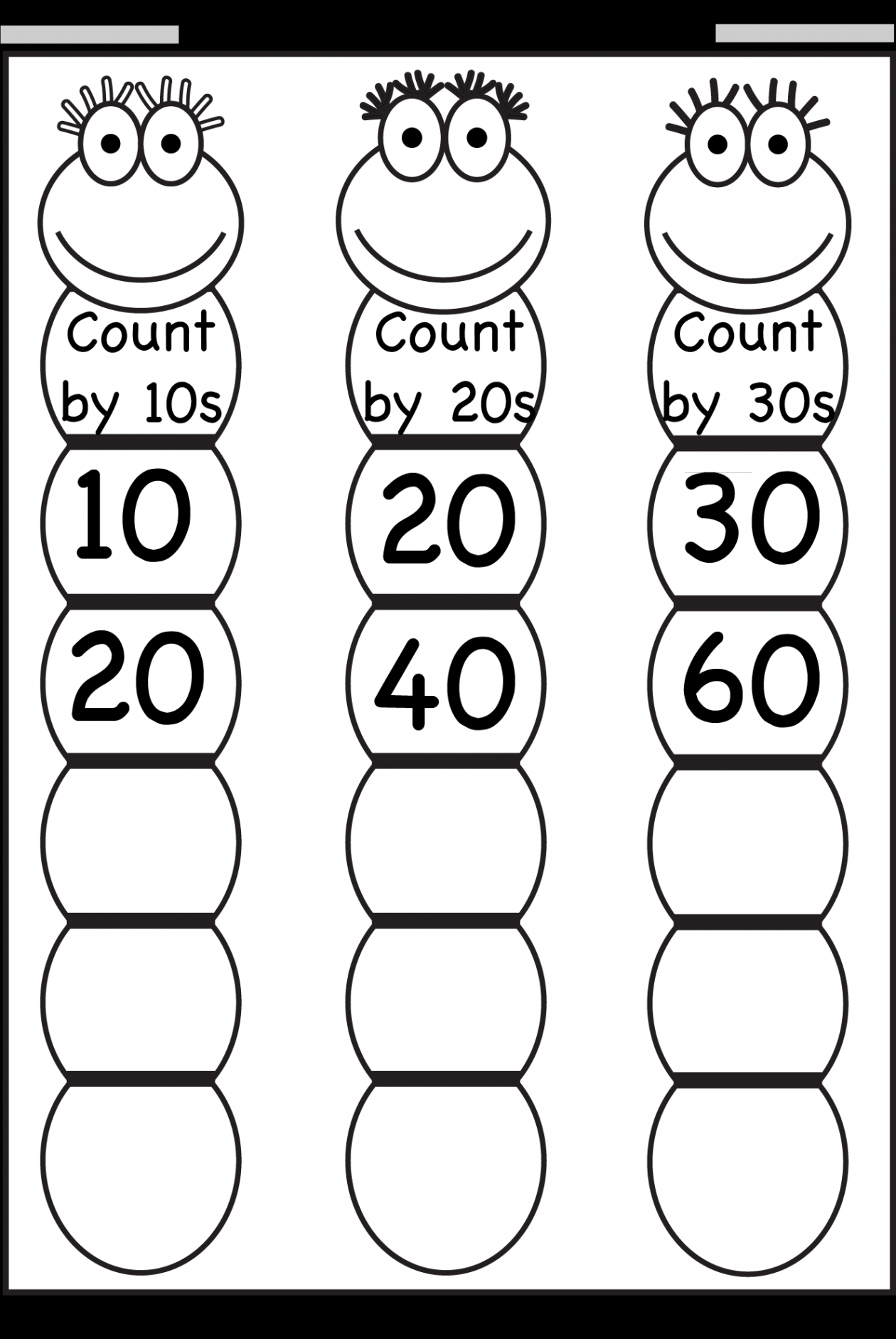 Skip Counting by ,  and  – Worksheet / FREE Printable