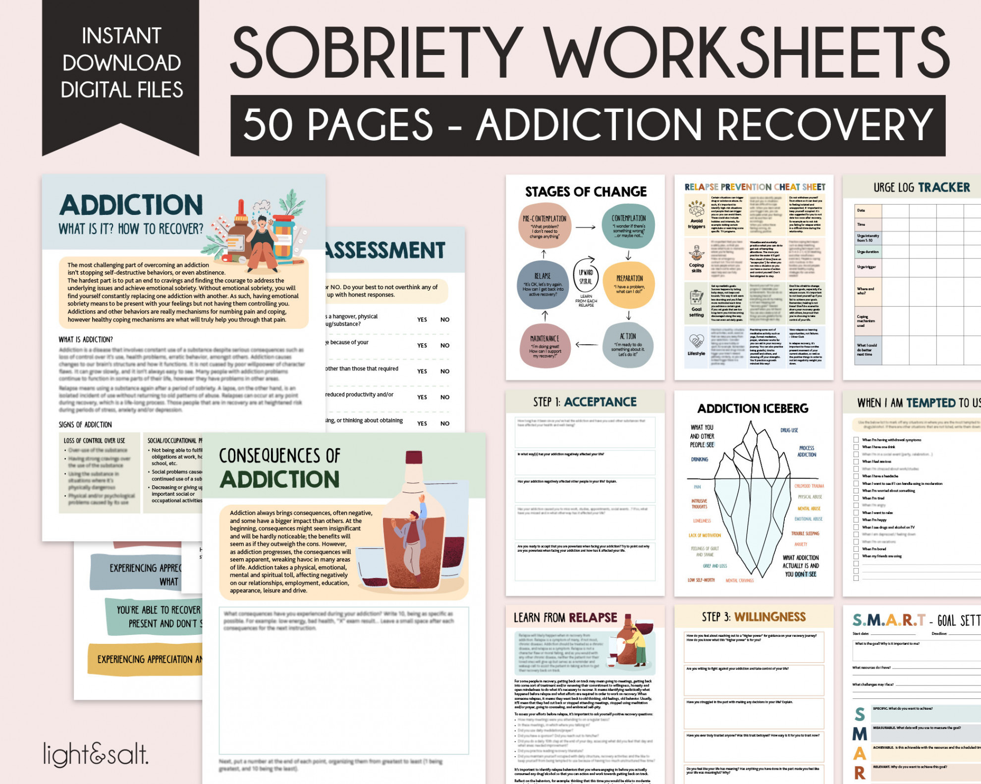 Sobriety Worksheets Therapy Workbook Addiction Recovery - Etsy Ireland