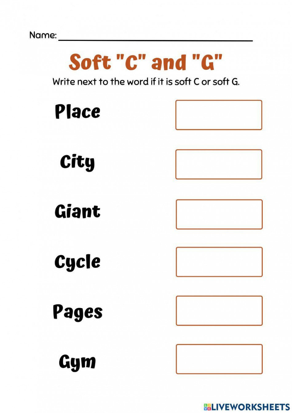 Soft c and g interactive worksheet  Live Worksheets