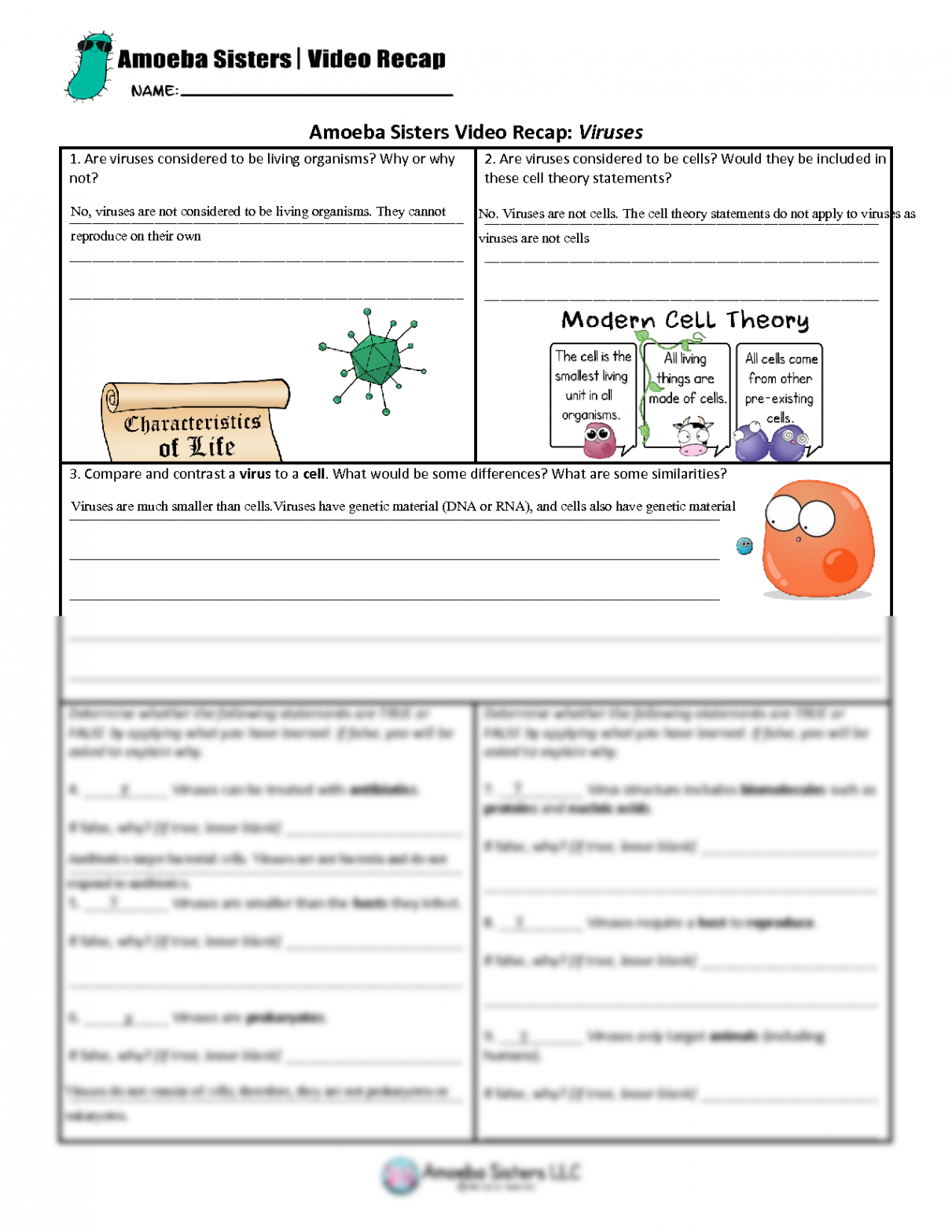 SOLUTION: Amoeba Sisters Viruses Worksheet - Studypool