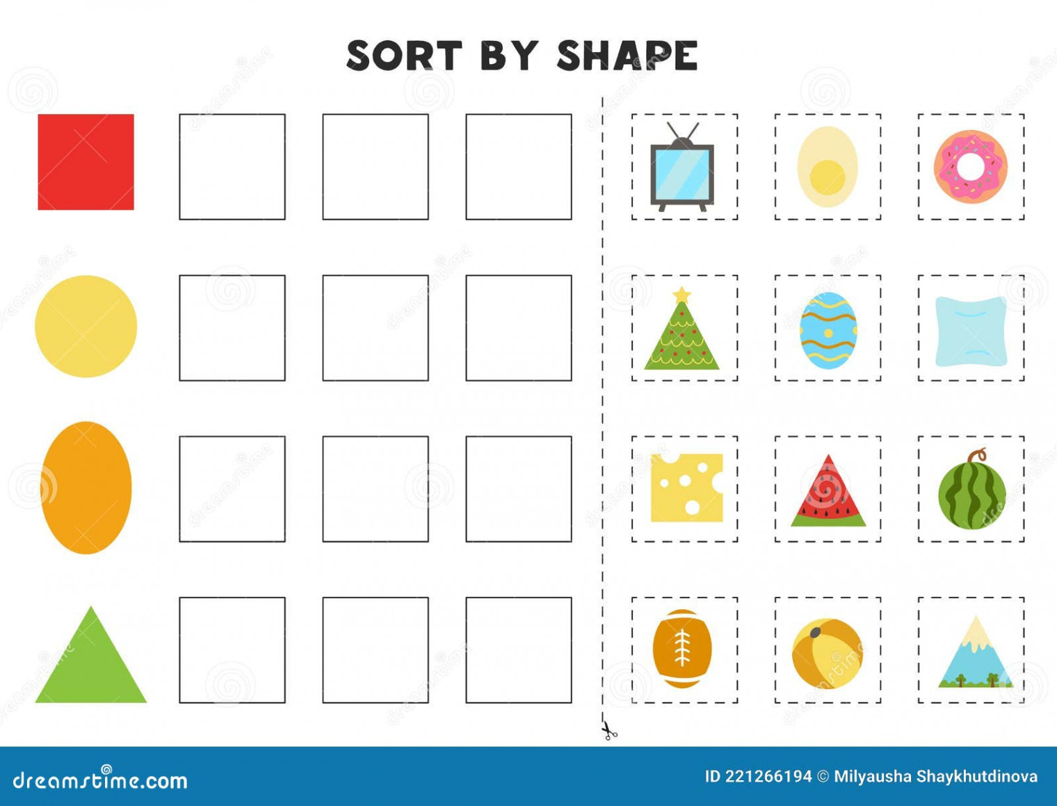 Sort by Shape. Educational Game for Learning Basic Shapes