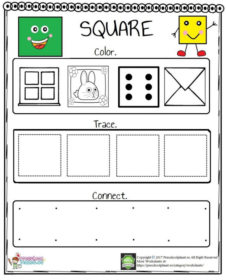 Square Worksheet  Shape activities preschool, Math activities