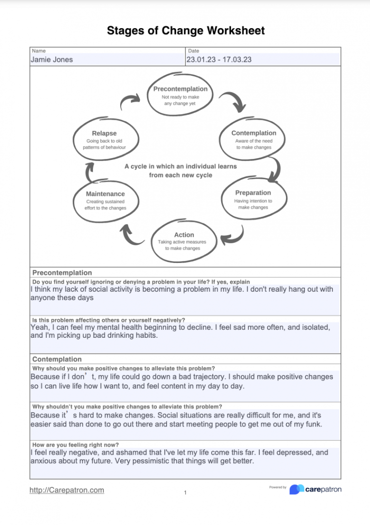 Stages Of Change Worksheet & Example  Free PDF Download