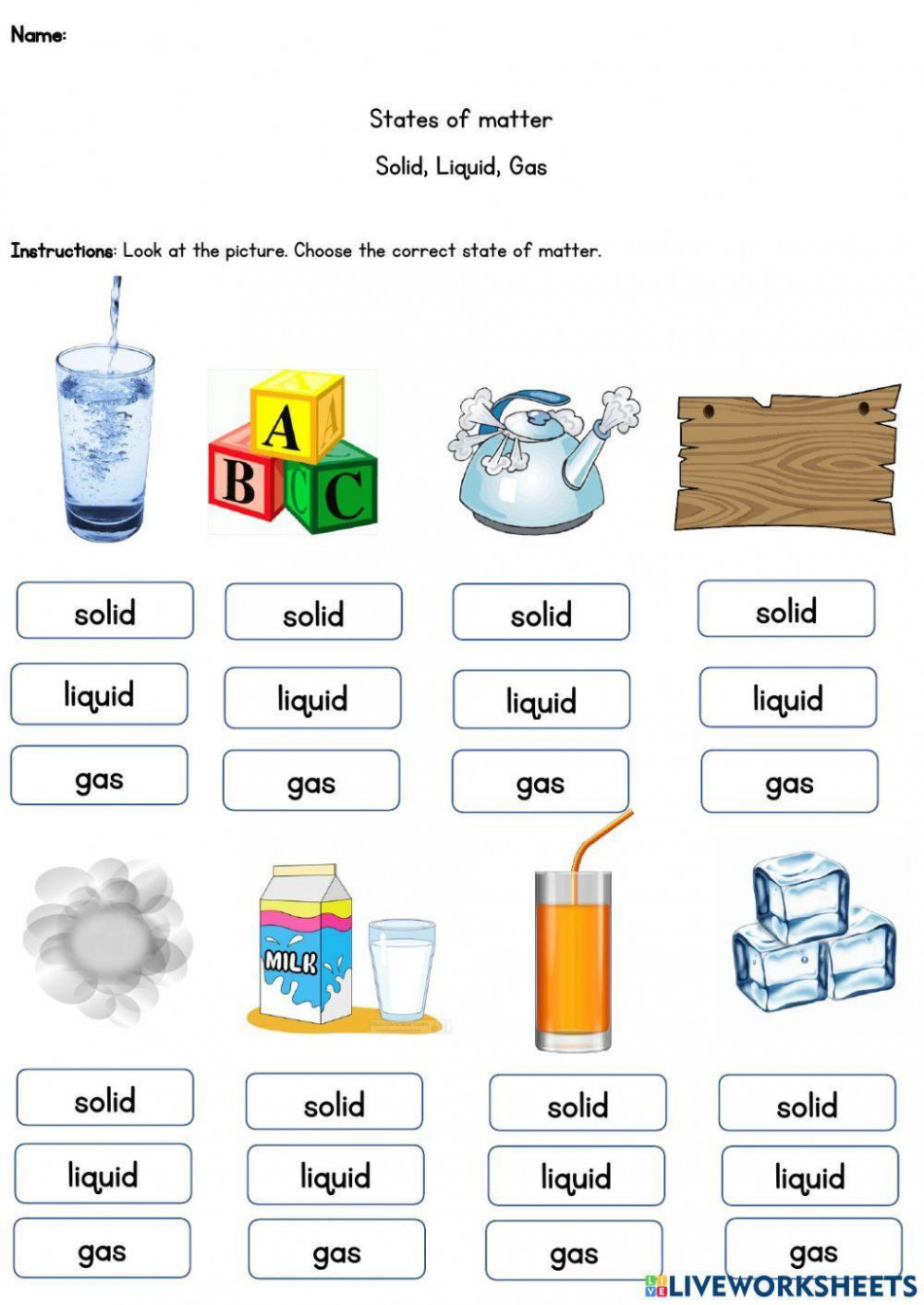 States of matter online pdf worksheet  Live Worksheets