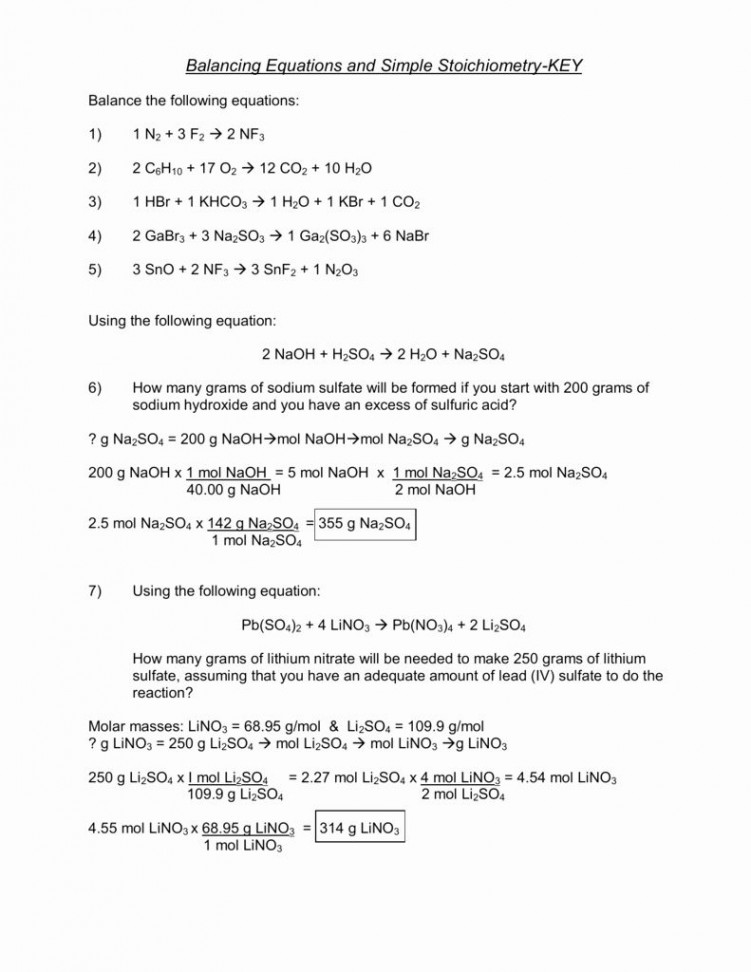 Stoichiometry Worksheet Answer Key Inspirational Key solutions for