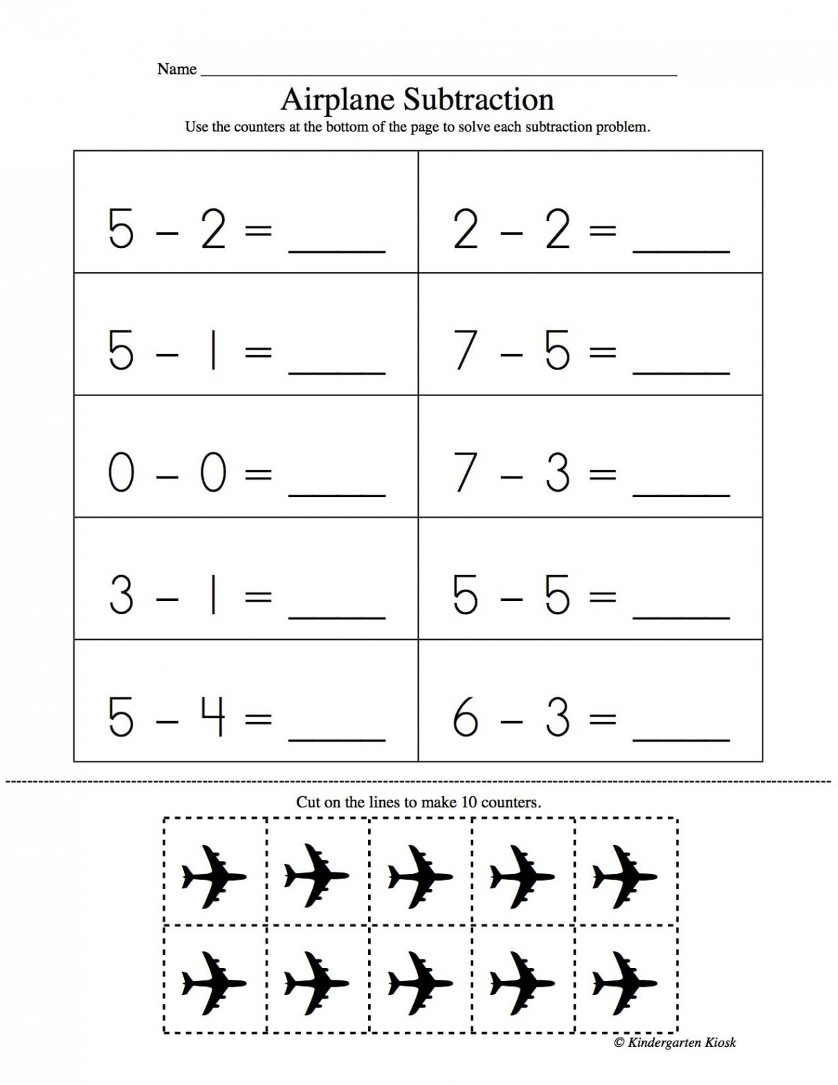 Subtraction Worksheets for Kindergarten — Kindergarten Kiosk