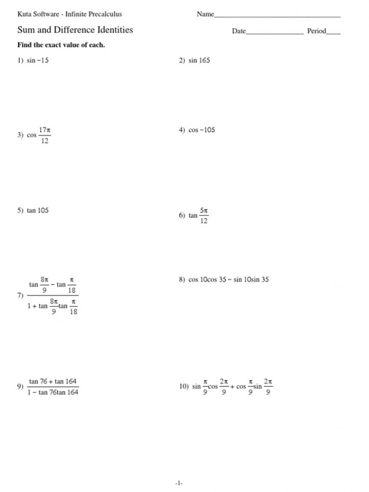 - Sum and Difference Identities PDF  PDF  Real Analysis