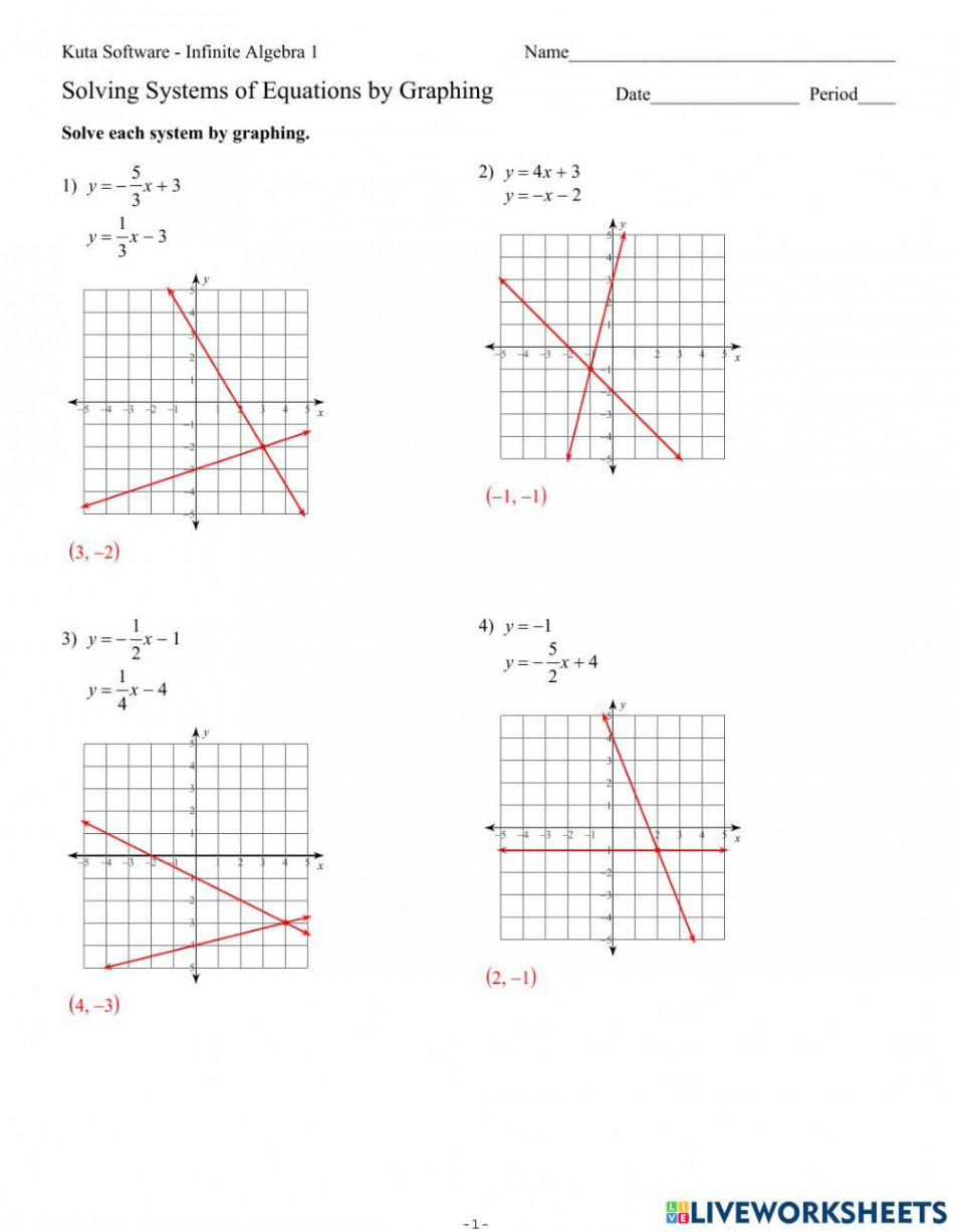 Systems of Equations Graphing worksheet  Live Worksheets