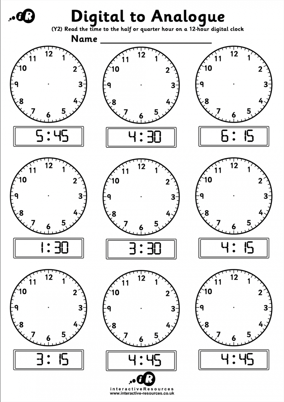 Teaching Time - Free Telling Time Worksheets