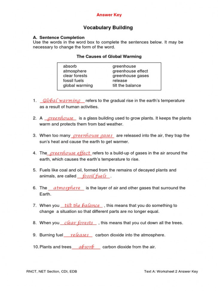 Text A - Worksheet  - Answer Key  PDF  Greenhouse Effect