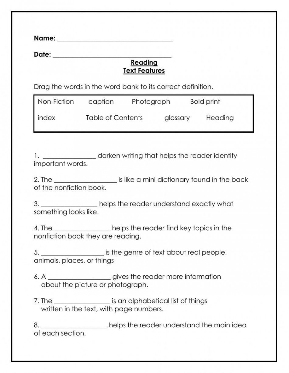 Text Features online worksheet  Live Worksheets