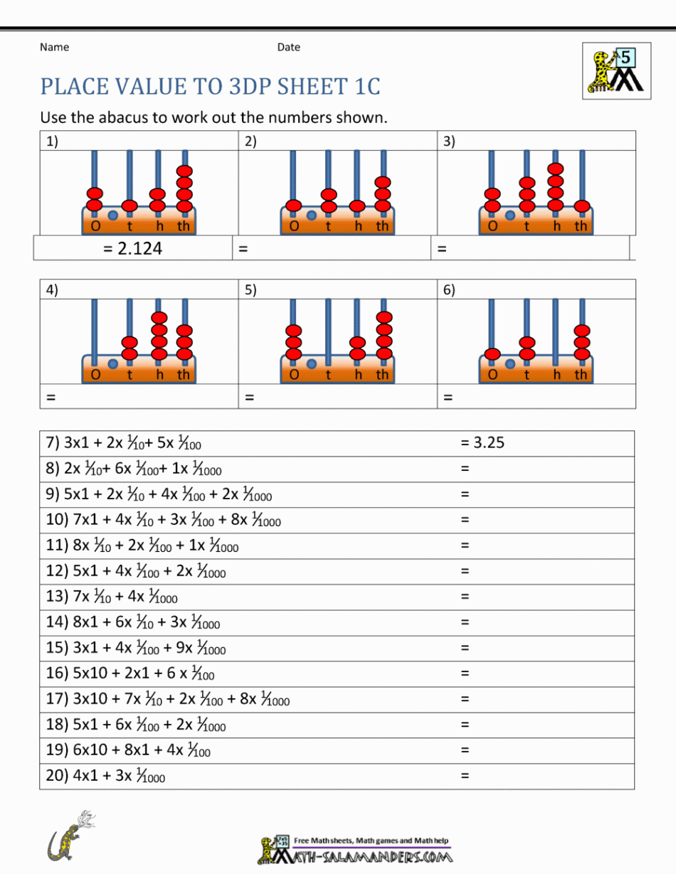 th Grade Place Value Worksheets