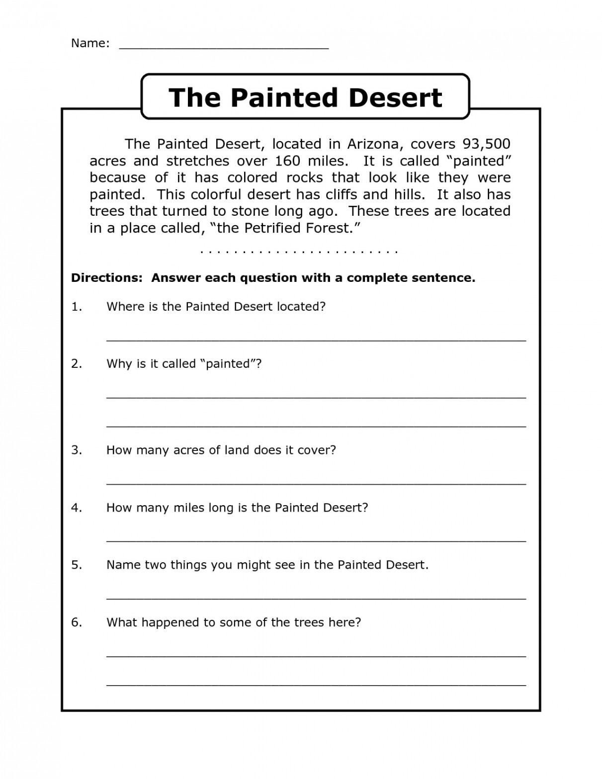 th Grade Reading Comprehension Worksheets - Best Coloring Pages