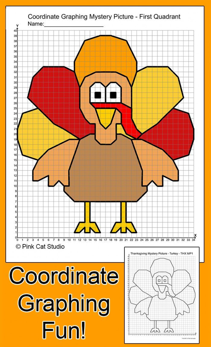 Thanksgiving Graphing Worksheets  Graphing worksheets, Coordinate