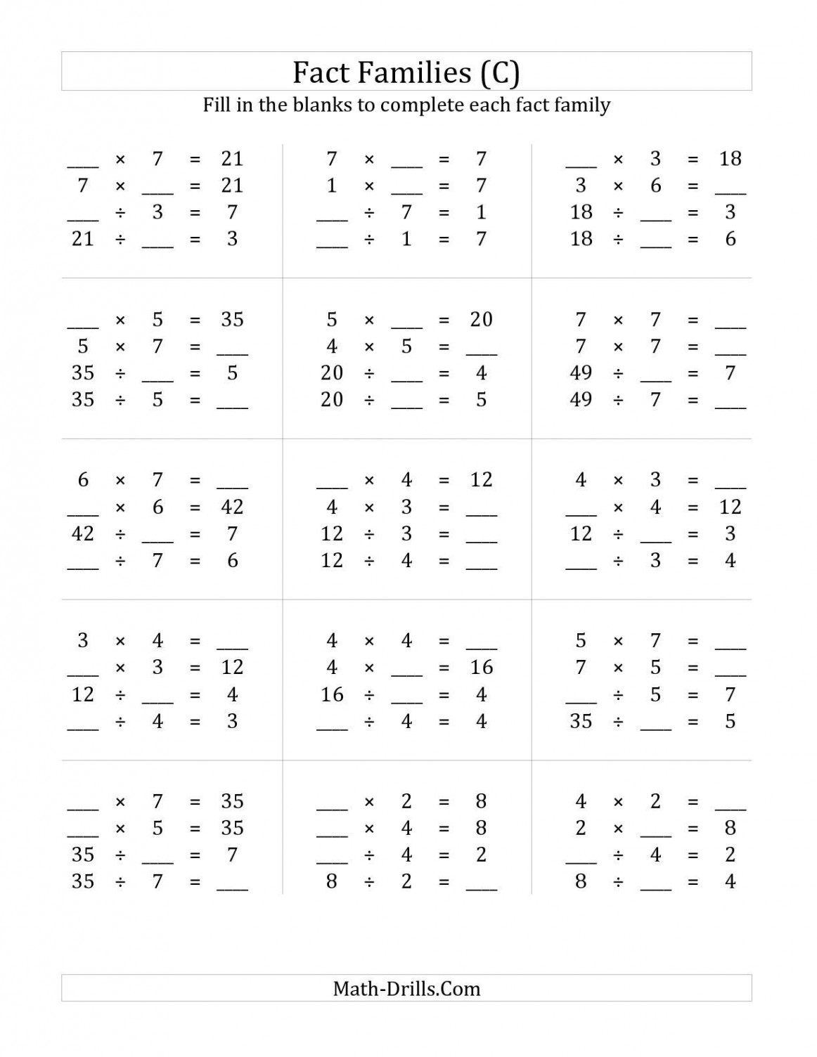 The Multiplication and Division Relationships with Products to