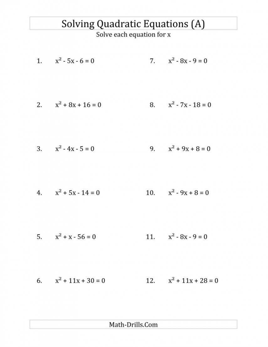 The Solving Quadratic Equations for x with 