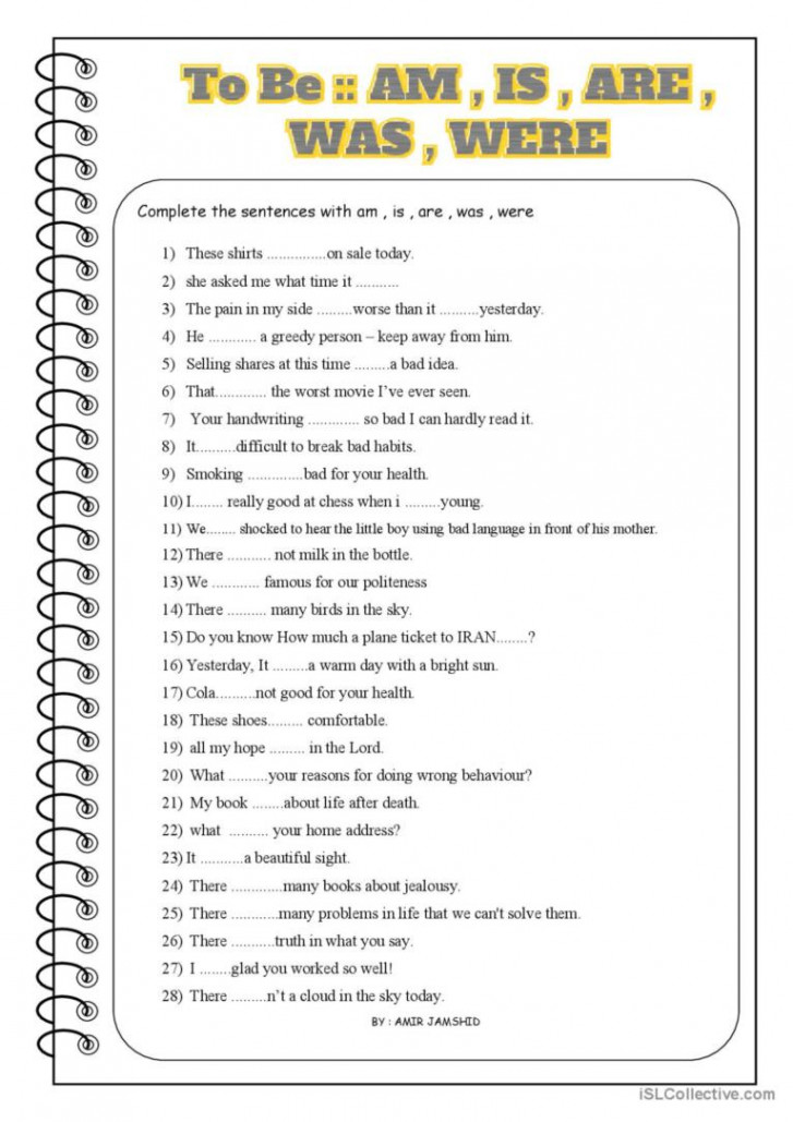 To be (( am , is , are , was ,were)): English ESL worksheets pdf