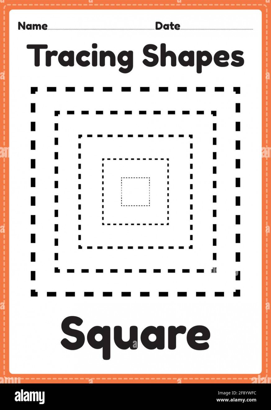 Tracing square shapes worksheet for kindergarten and preschool